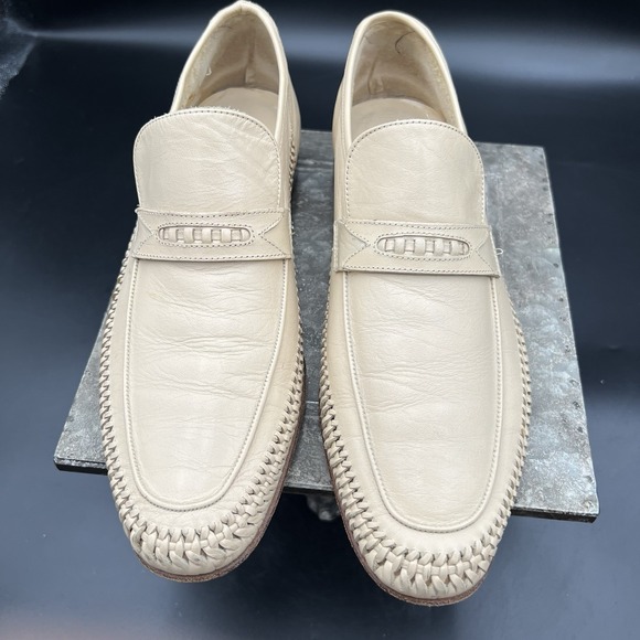 Prima Strada Other - Vintage Prima Strada Italy Men Loafers 10.5 M Beige Woven Braided Leather Shoes